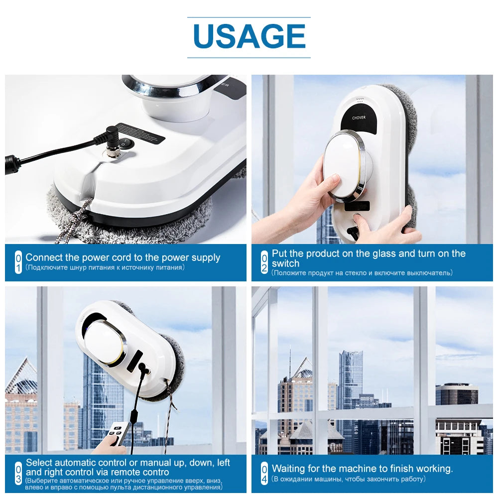 Chovery Smart Window Cleaning Robot – Remote-Controlled Electric Glass Cleaner for Home