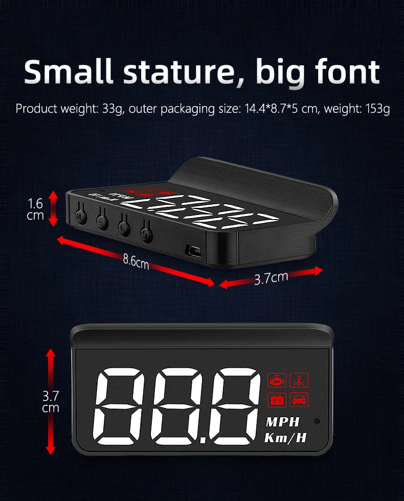 WYING M3 OBD2 GPS Head-Up Display – Advanced Digital Speedometer & Safety Companion for Your Car