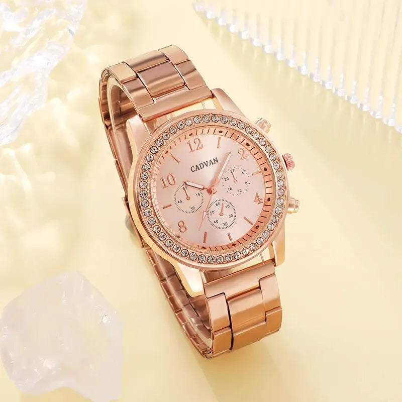 Radiate Elegance | 6PCS Rose Gold Luxury Watch & Jewelry Set for Women – Perfect for Every Occasion