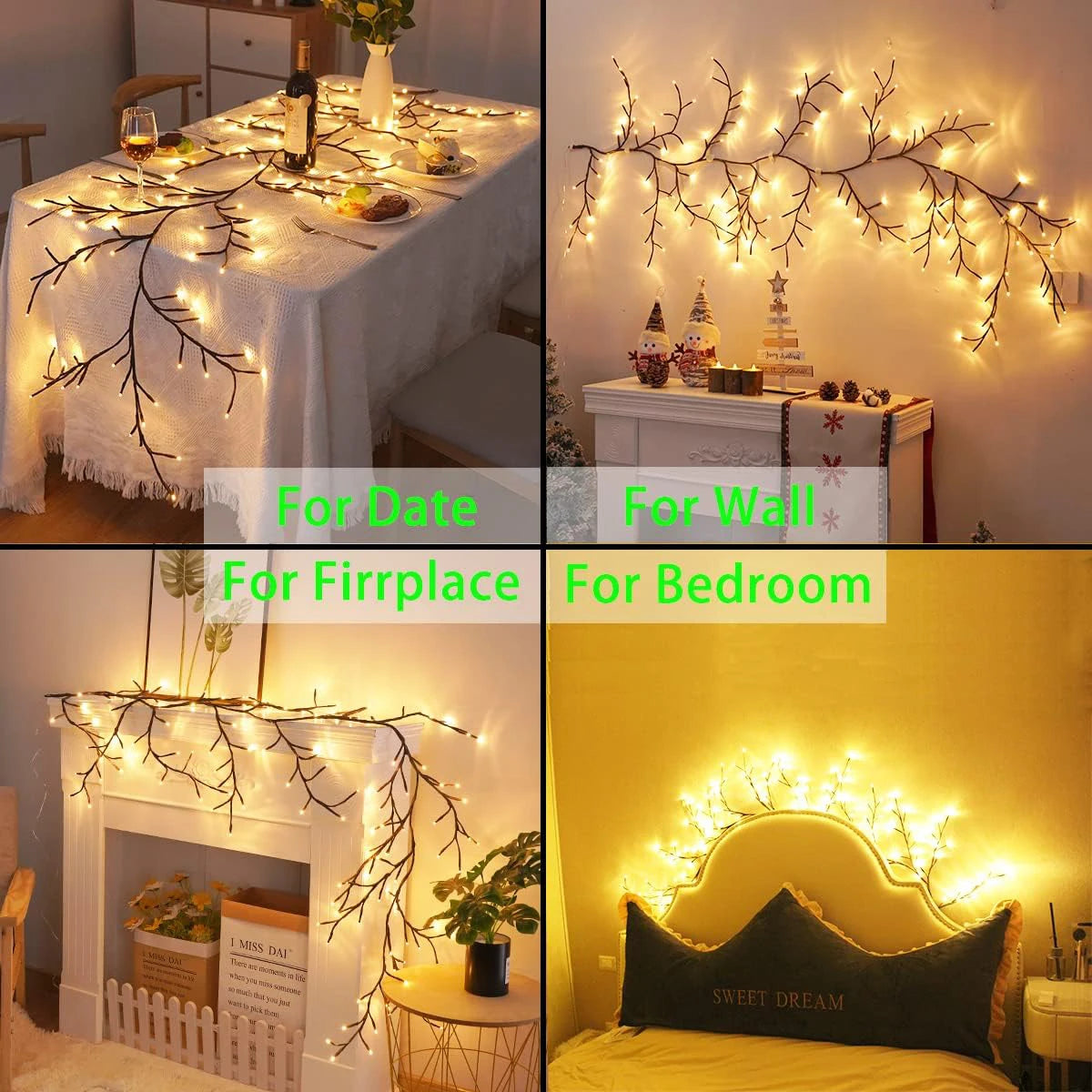 Transform Your Space with 96 LED Bendable Willow Vine Lights – 8 Modes for Indoor & Outdoor Magic