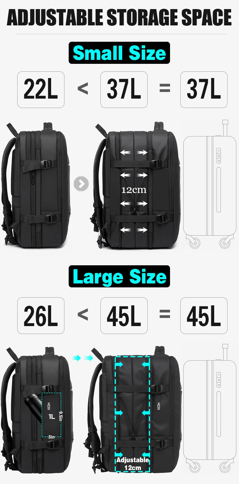 BANGE Expandable Travel Backpack – Stylish, Waterproof, and Functional 17.3" Laptop Bag for Business, School, and Travel