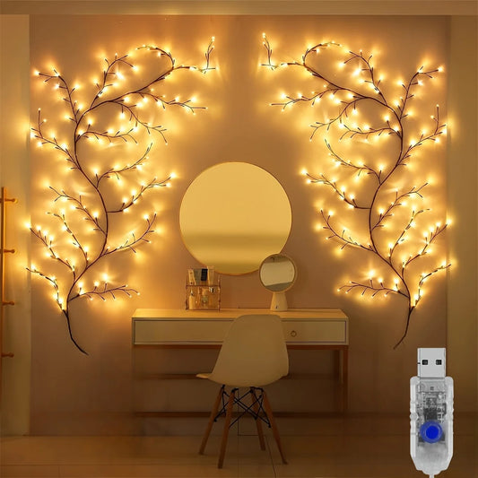 Transform Your Space with 96 LED Bendable Willow Vine Lights – 8 Modes for Indoor & Outdoor Magic